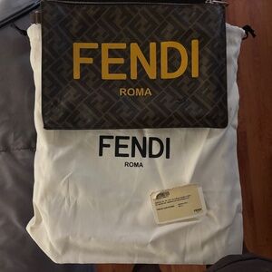Fendi Flat Pouch FF Monogram Brown/Yellow
